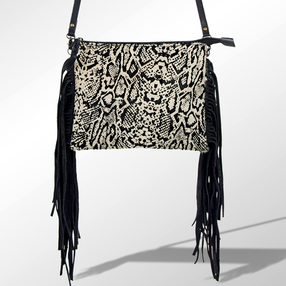 American Darling Western Small Crossbody Bag – Genuine Hair-On Cowhide Leather with Fringes, Adjustable Strap, Handcrafted in Texas