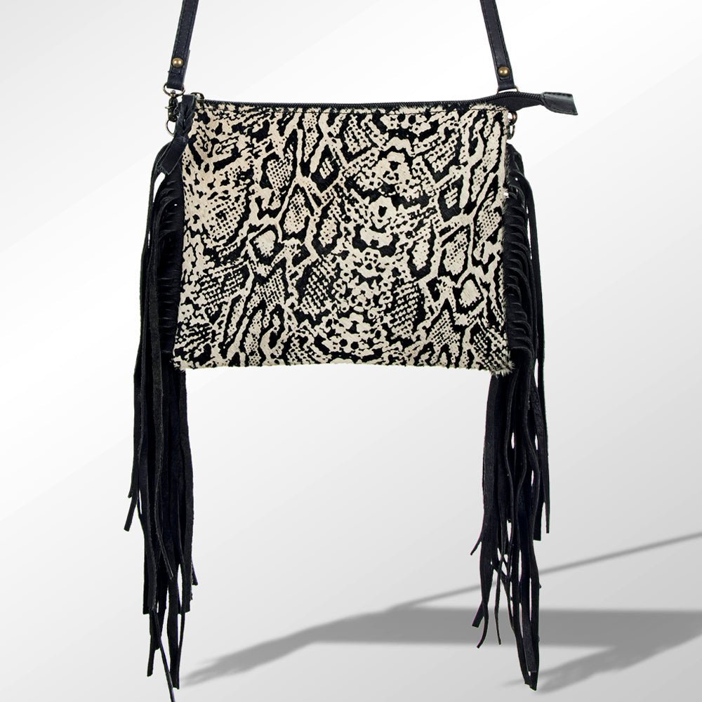 American Darling Western Small Crossbody Bag – Genuine Hair-On Cowhide Leather with Fringes, Adjustable Strap, Handcrafted in Texas