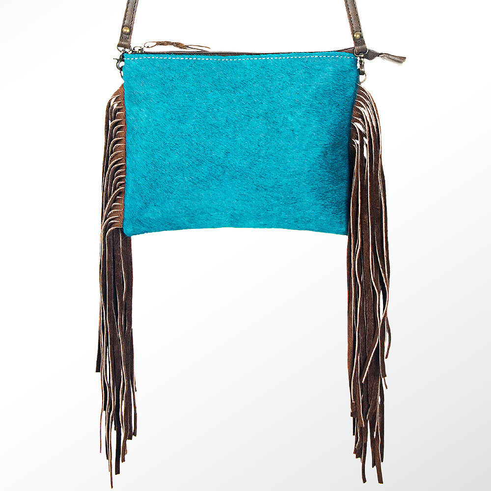 American Darling Western Small Crossbody Bag – Genuine Hair-On Cowhide Leather with Fringes, Adjustable Strap, Handcrafted in Texas
