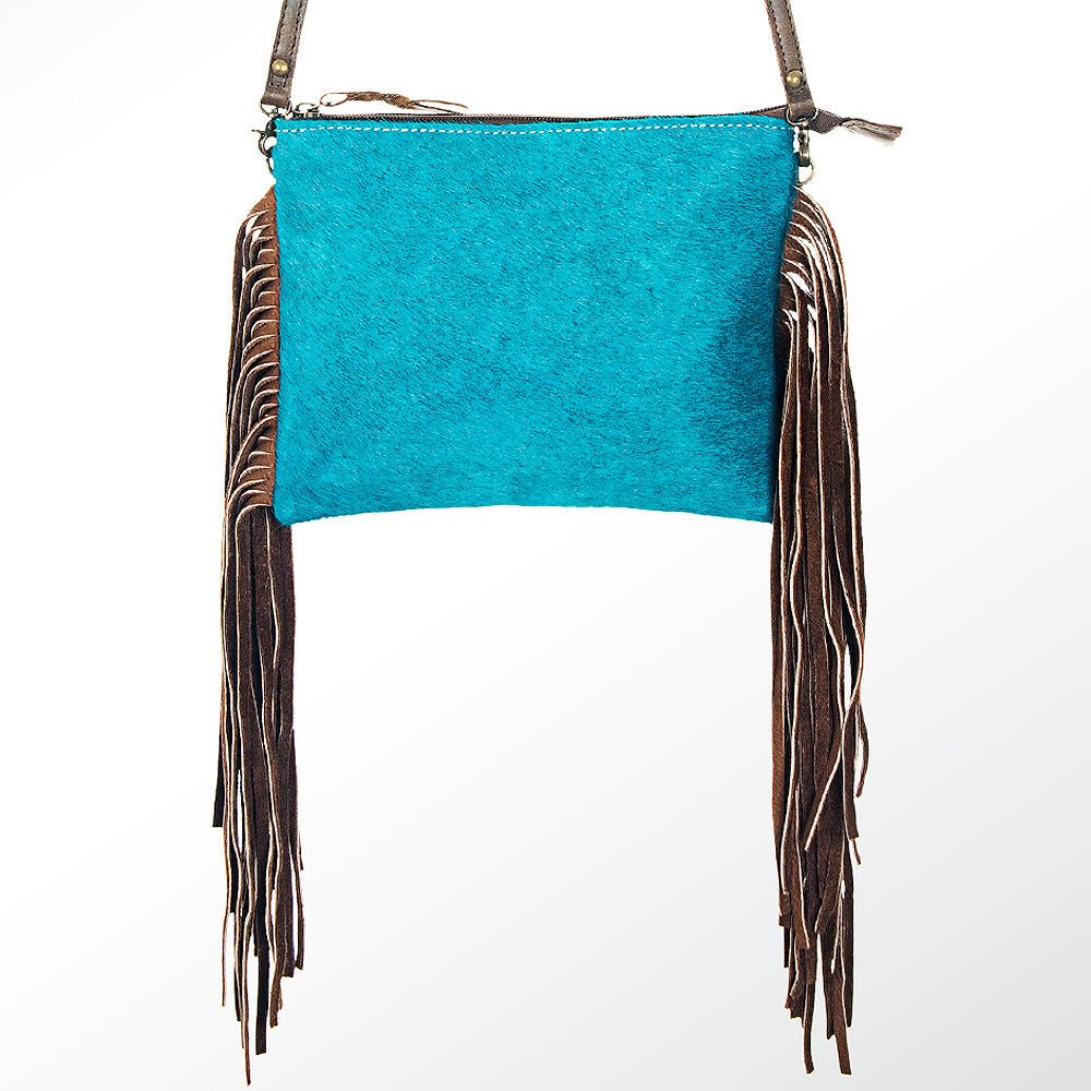 American Darling Western Small Crossbody Bag – Genuine Hair-On Cowhide Leather with Fringes, Adjustable Strap, Handcrafted in Texas