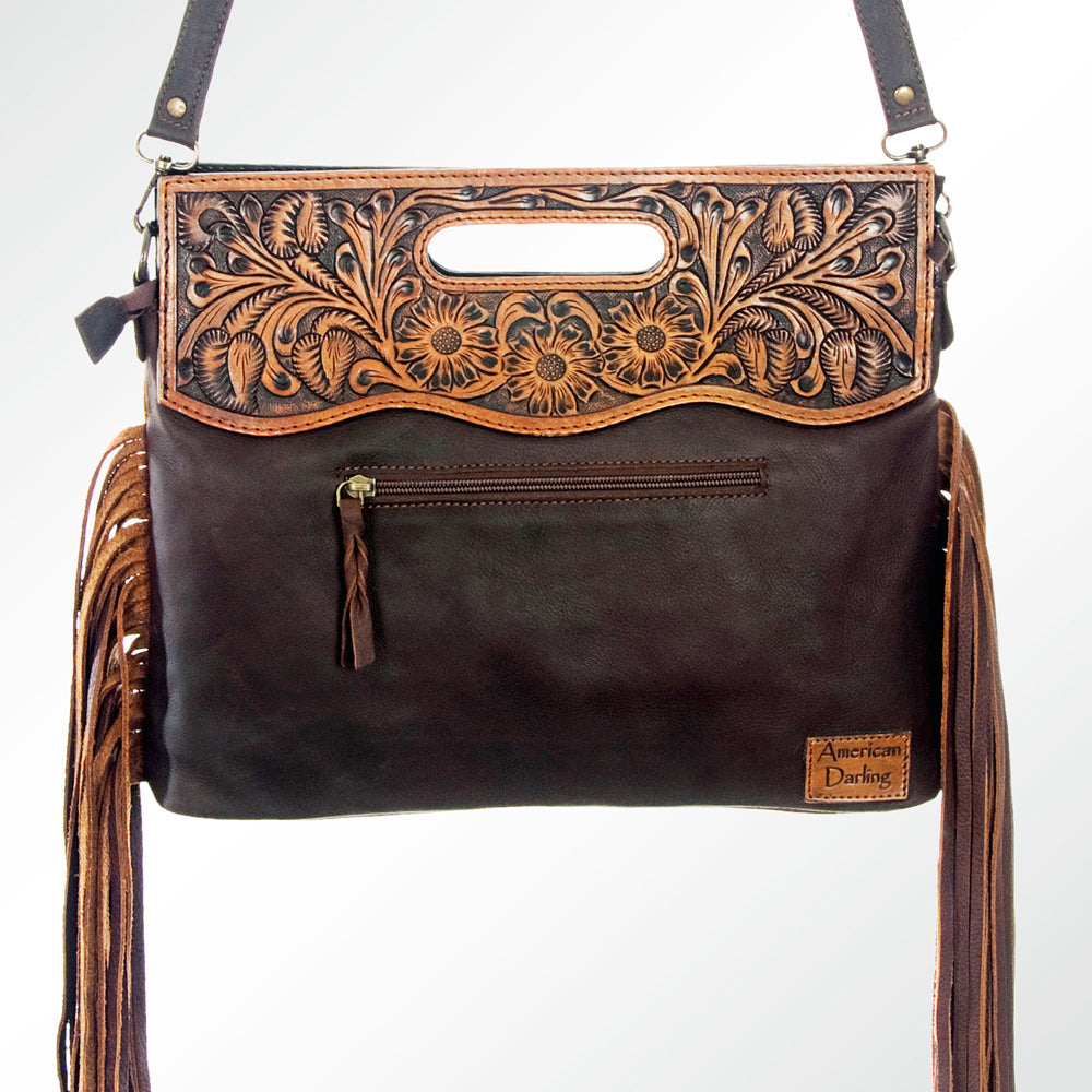 American Darling Clutch Hand Tooled Saddle Blanket Fabric Genuine Leather Western Women Bag Handbag Purse | Purses for Cute