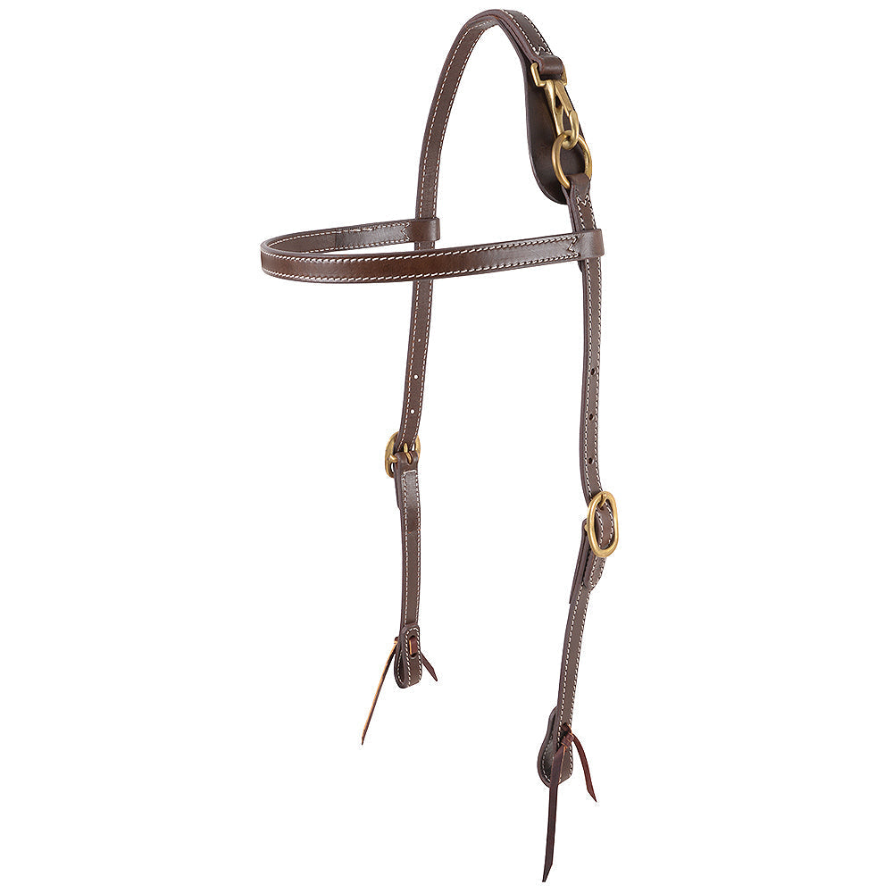 Cashel Mule Gold Headstall Browband Dark Brown With Brass Buckles