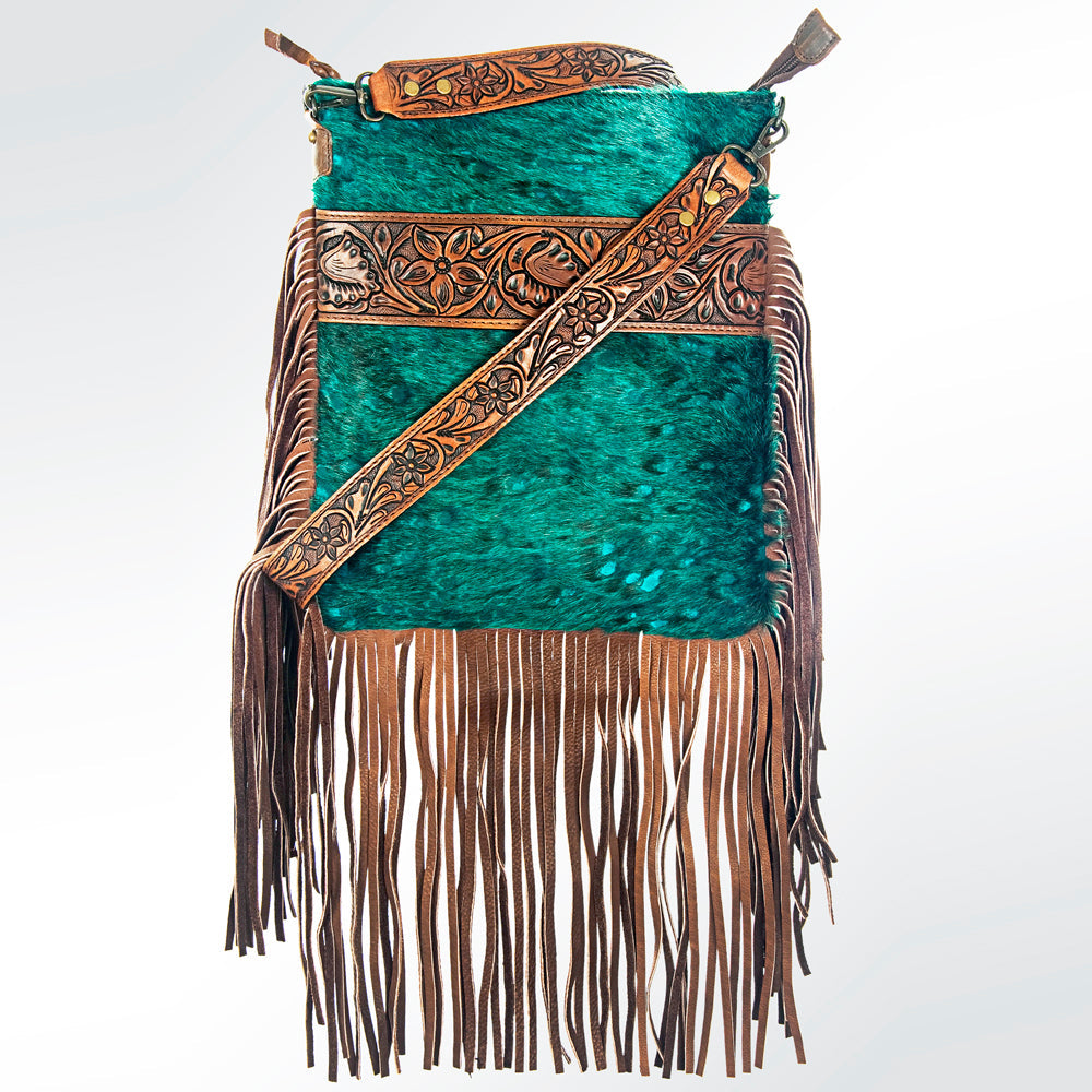 American Darling Messenger Hand Tooled Hair On Genuine Leather Western Women Bag Handbag Purse | Cute