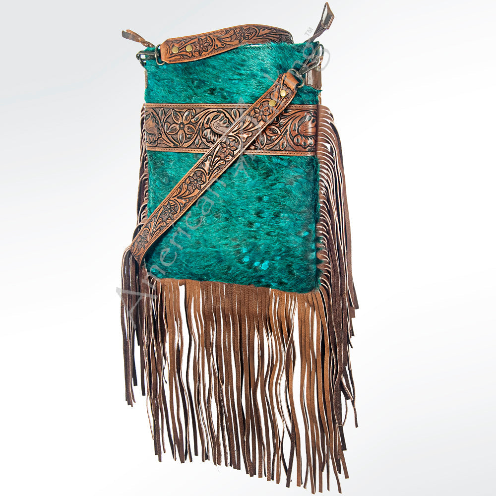 American Darling Messenger Hand Tooled Hair On Genuine Leather Western Women Bag Handbag Purse | Cute