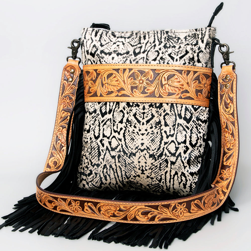 American Darling Messenger Hand Tooled Hair On Genuine Leather Western Women Bag Handbag Purse | Cute