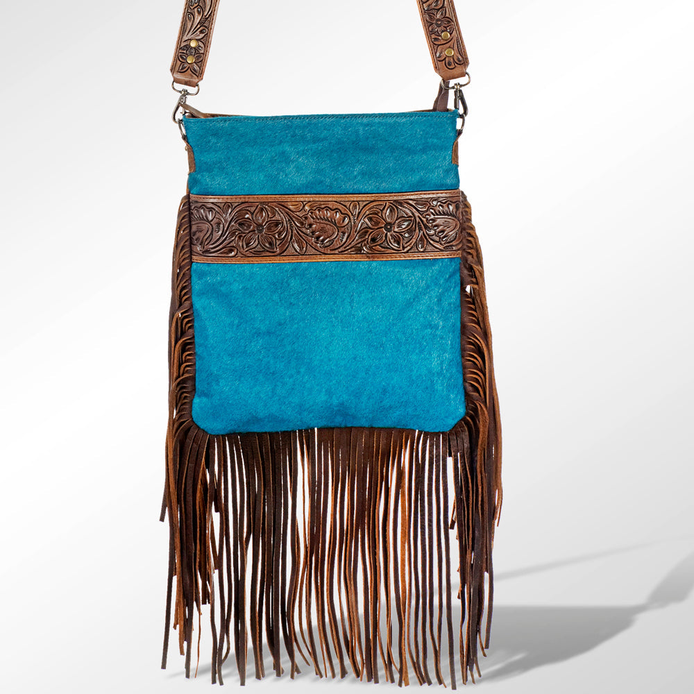 American Darling Messenger Hand Tooled Hair On Genuine Leather Western Women Bag Handbag Purse | Cute