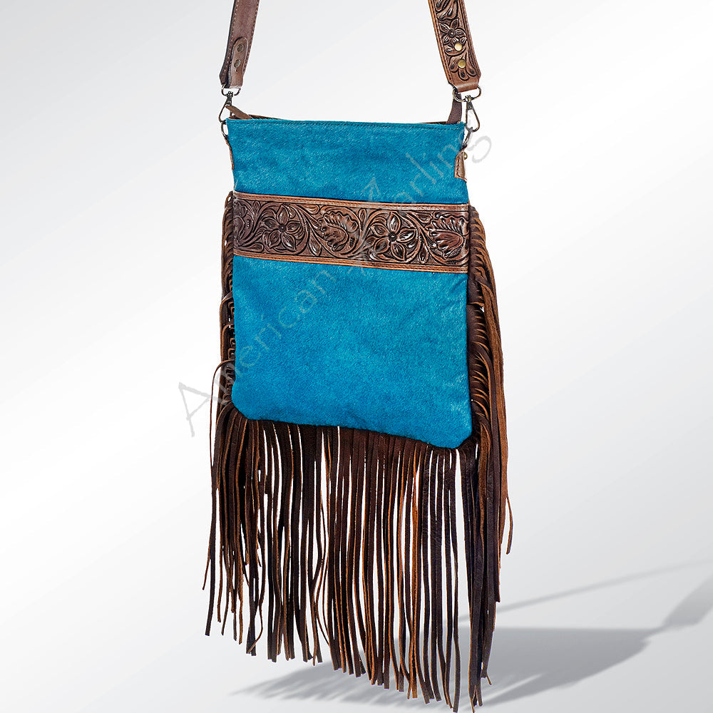 American Darling Messenger Hand Tooled Hair On Genuine Leather Western Women Bag Handbag Purse | Cute