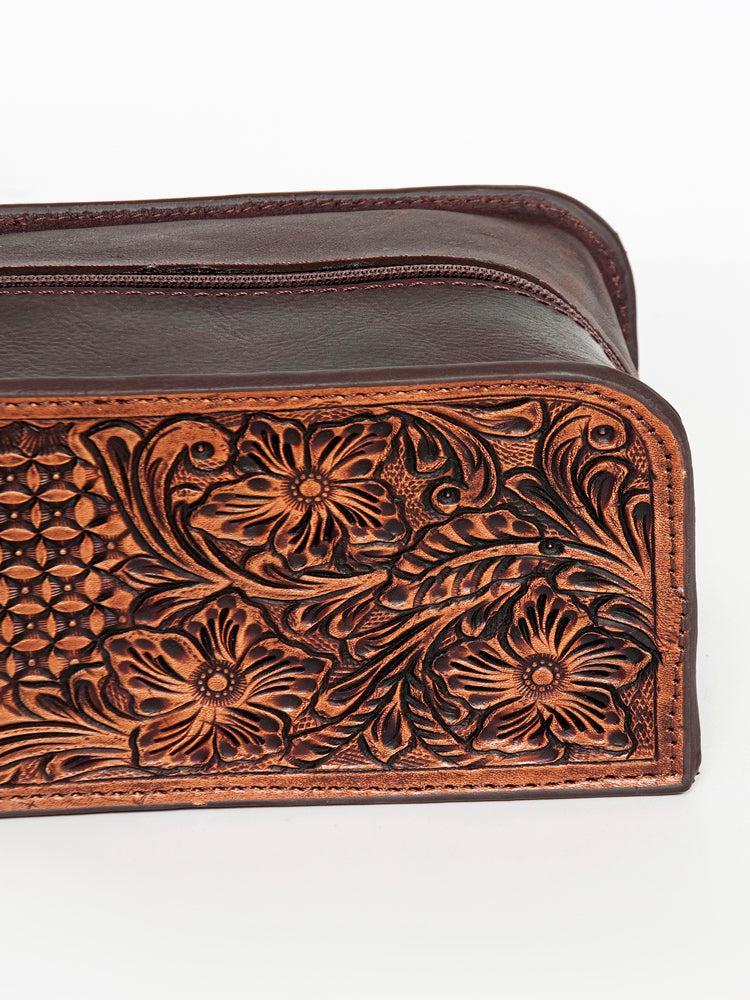 American Darling Hand-Tooled Leather Toiletry Bag