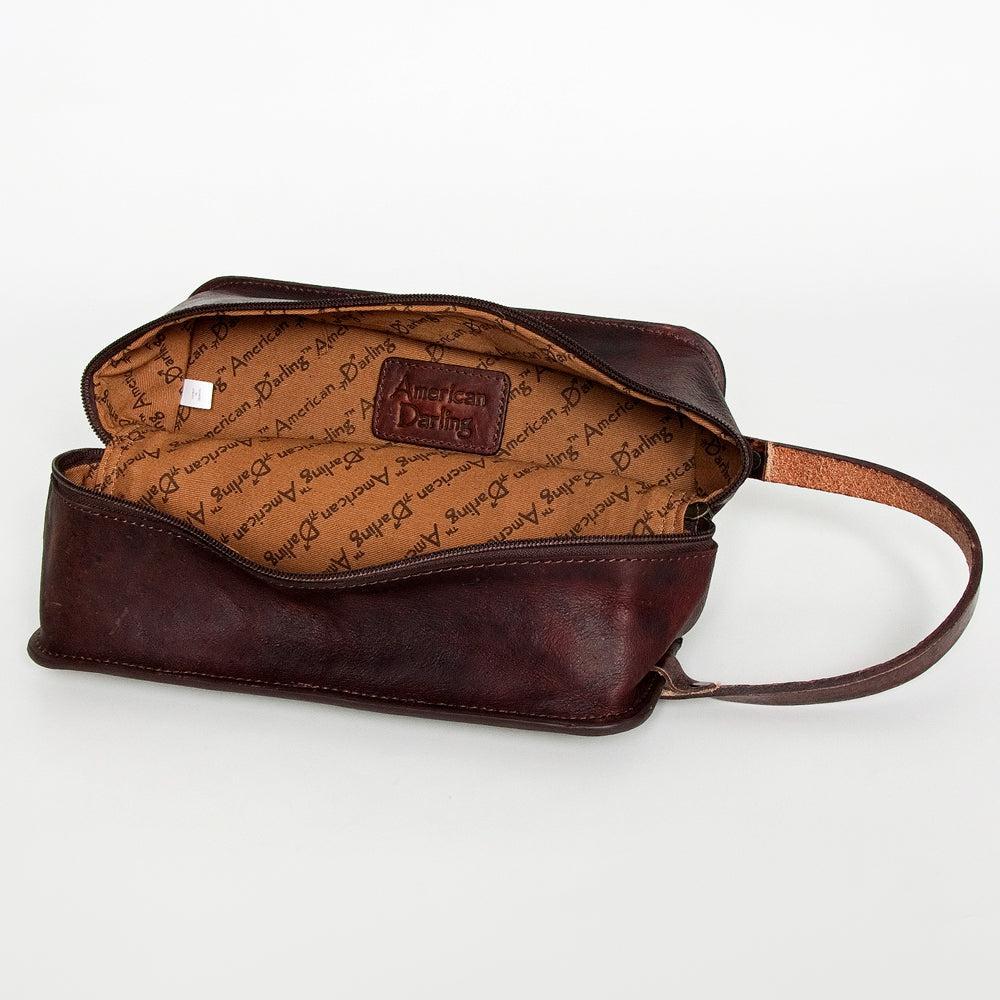 American Darling Hand-Tooled Leather Toiletry Bag