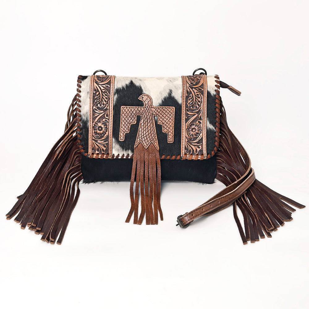 American Darling Hand-Tooled Hair-On Genuine Leather Envelope Bag