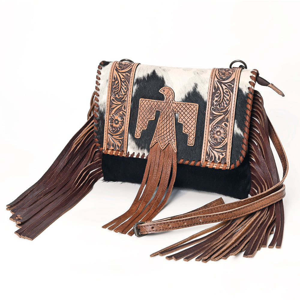 American Darling Hand-Tooled Hair-On Genuine Leather Envelope Bag