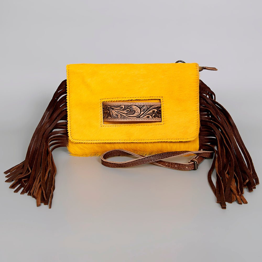 American Darling Hand-Tooled Hair-On Genuine Leather Clutch