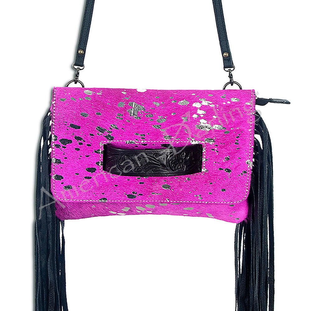 American Darling Hand-Tooled Hair-On Genuine Leather Clutch