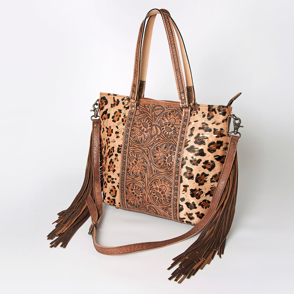 American Darling Hand-Tooled Hair-On Genuine Leather Tote