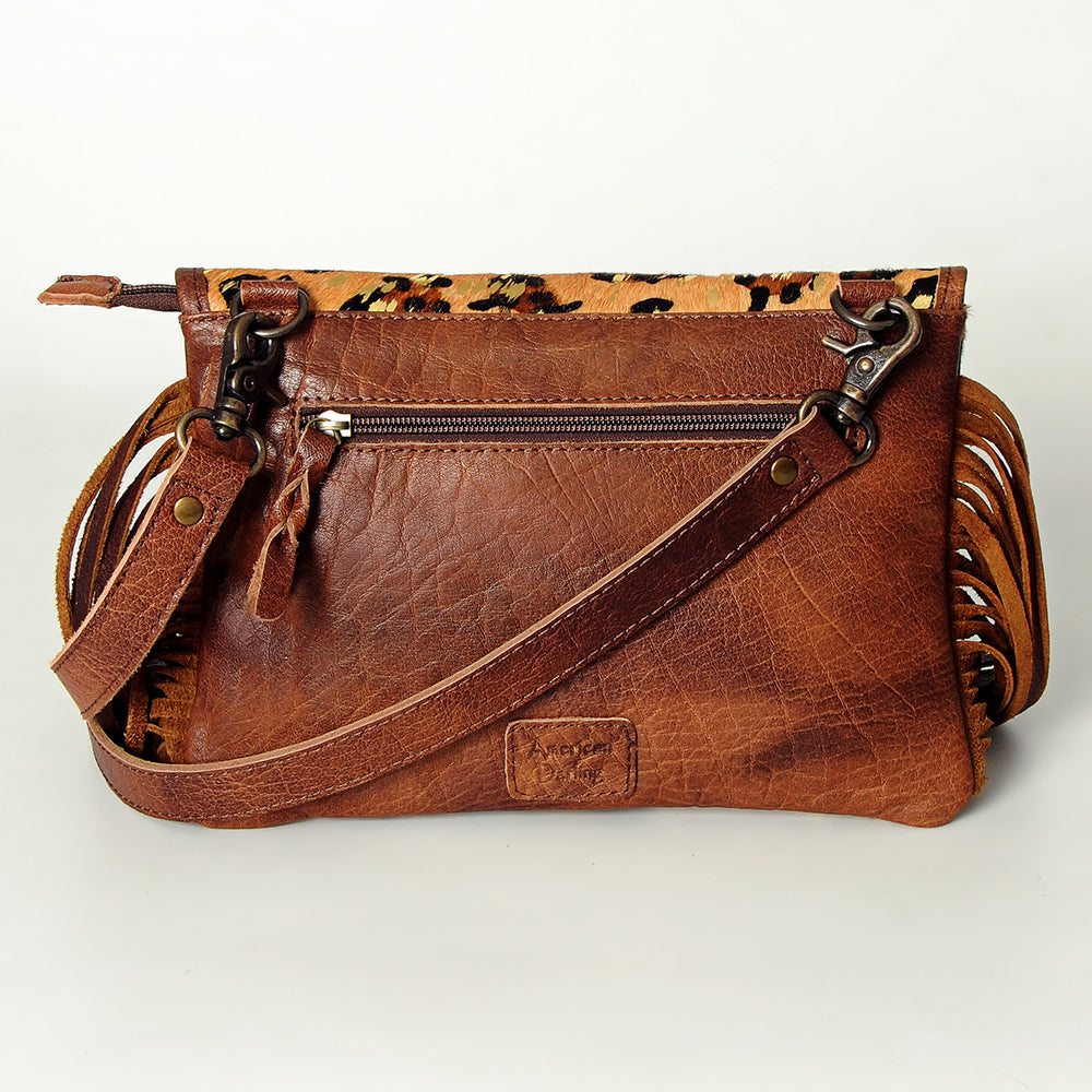 American Darling Hand-Tooled Hair-On Genuine Leather Small Crossbody Bag