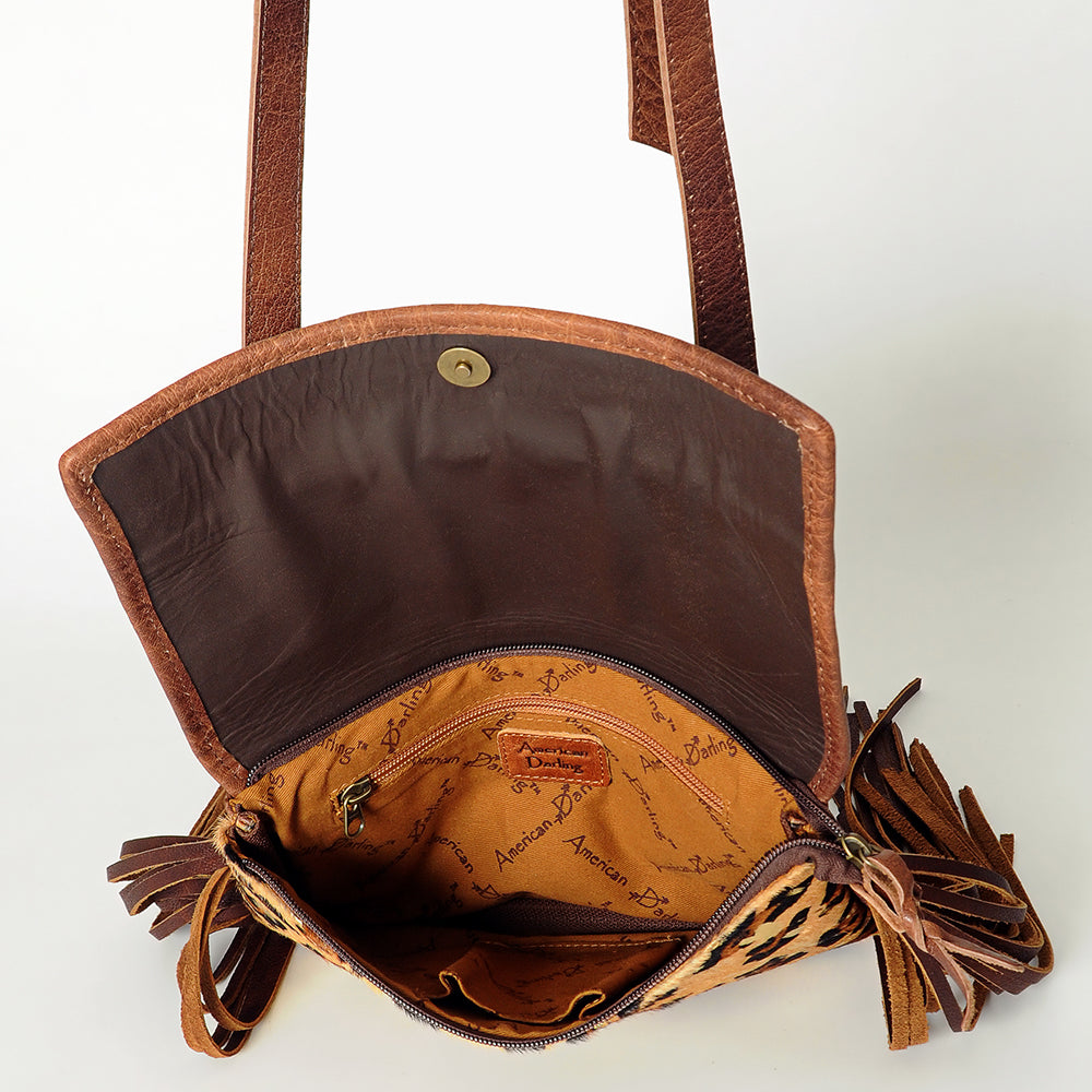 American Darling Hand-Tooled Hair-On Genuine Leather Small Crossbody Bag