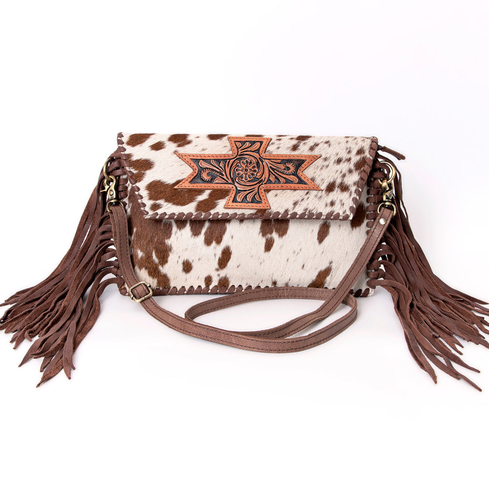 American Darling Hand-Tooled Hair-On Genuine Leather Envelope Bag