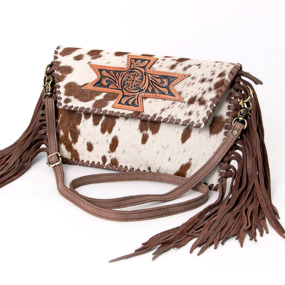 American Darling Hand-Tooled Hair-On Genuine Leather Envelope Bag