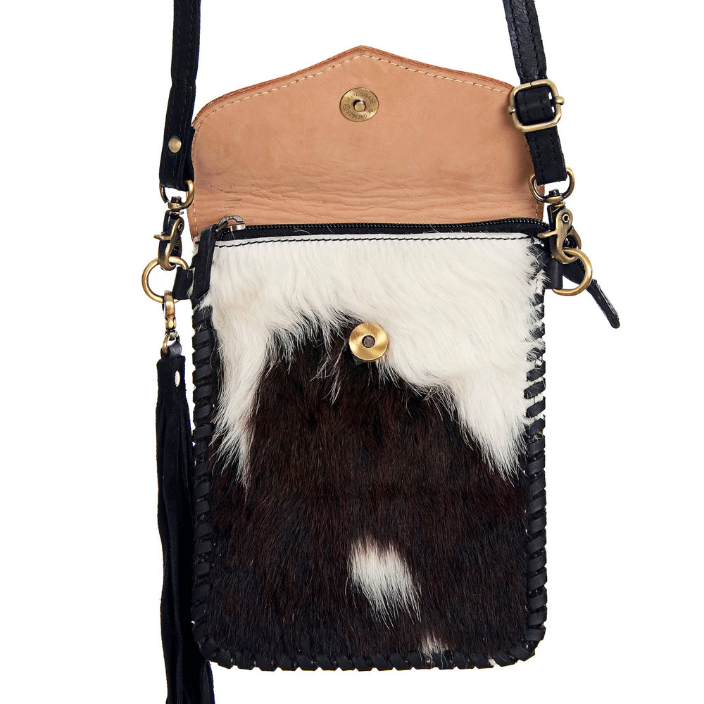 American Darling Hand-Tooled Hair-On Genuine Leather Crossbody Bag