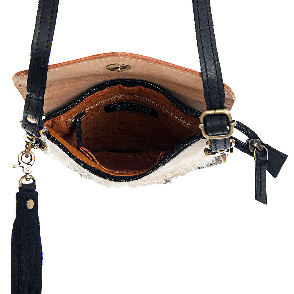 American Darling Hand-Tooled Hair-On Genuine Leather Crossbody Bag