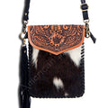 American Darling Hand-Tooled Hair-On Genuine Leather Crossbody Bag