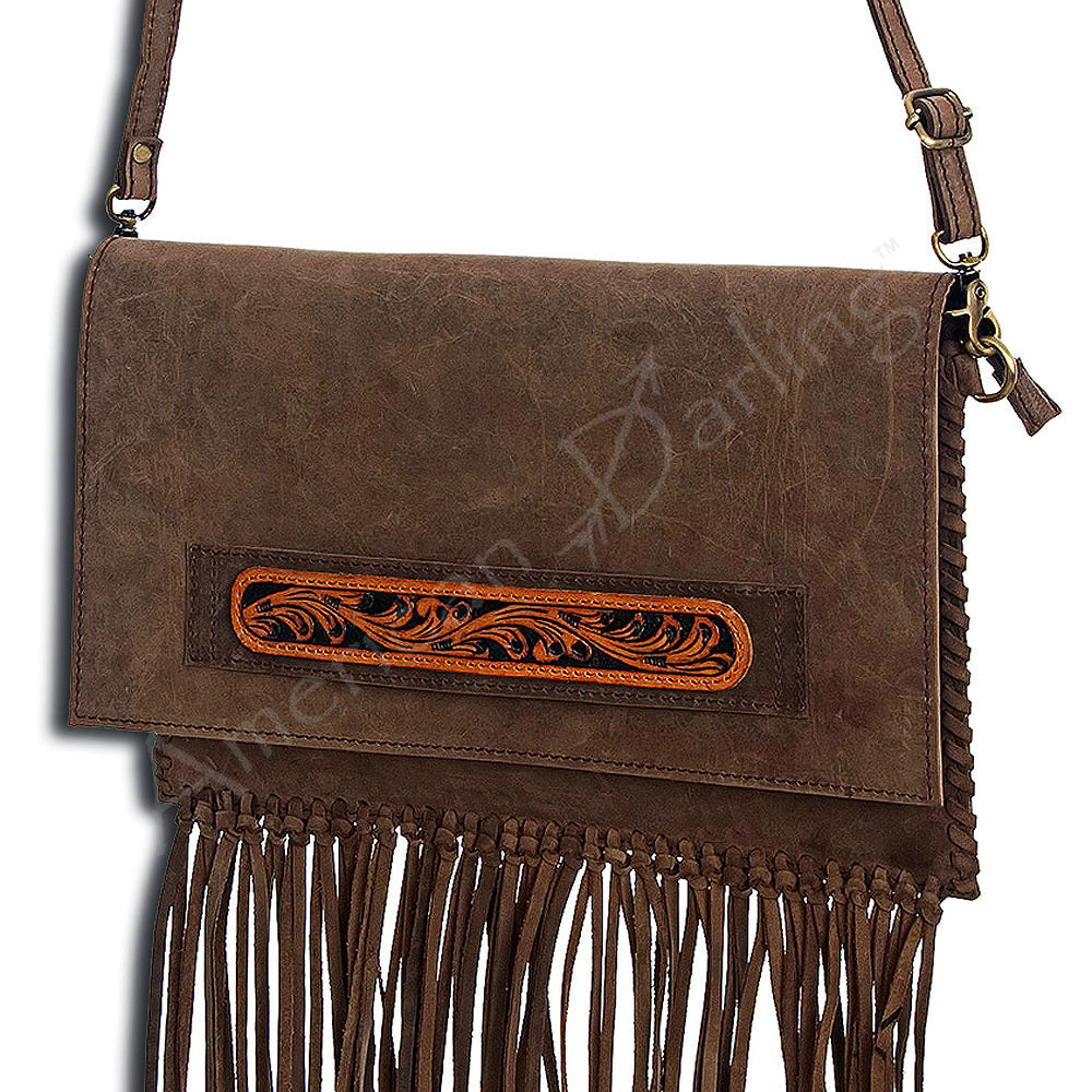 American Darling Hand-Tooled Genuine Leather Envelope Bag