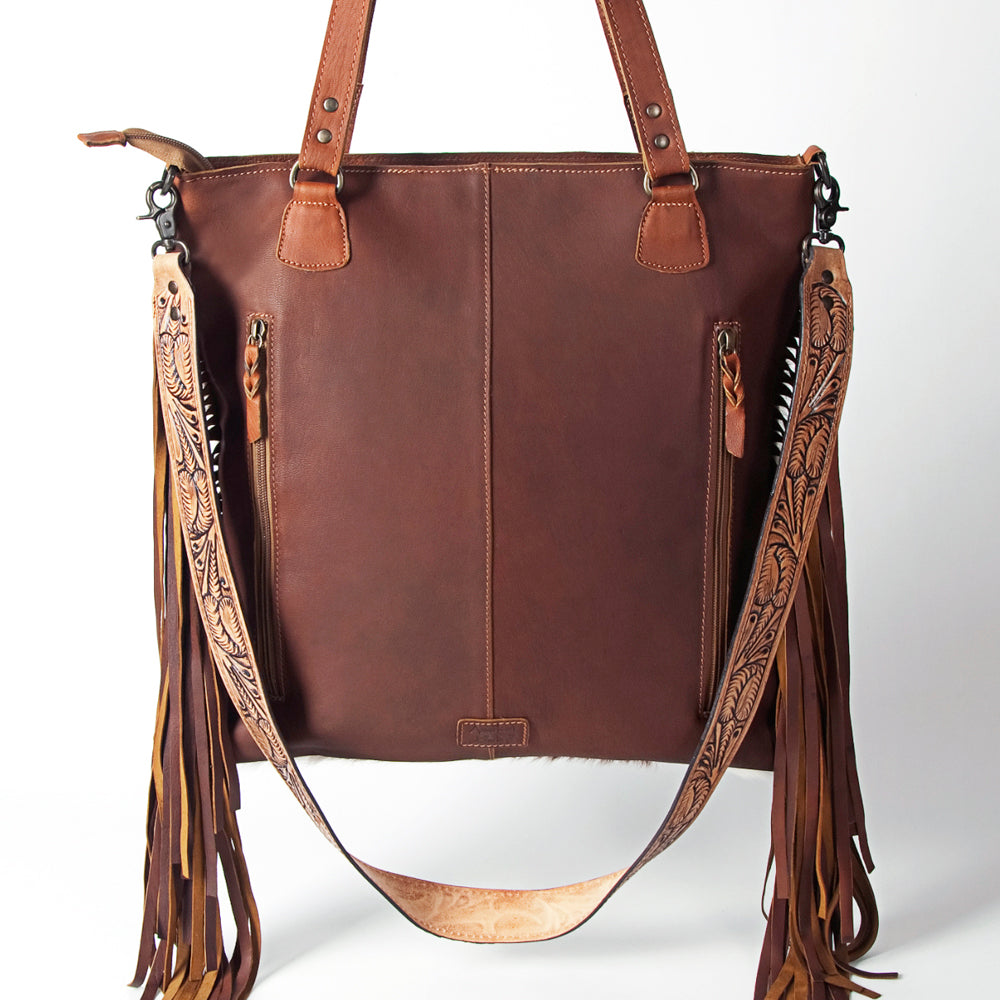 American Darling Hand-Tooled Hair-On Genuine Leather Crossbody Bag