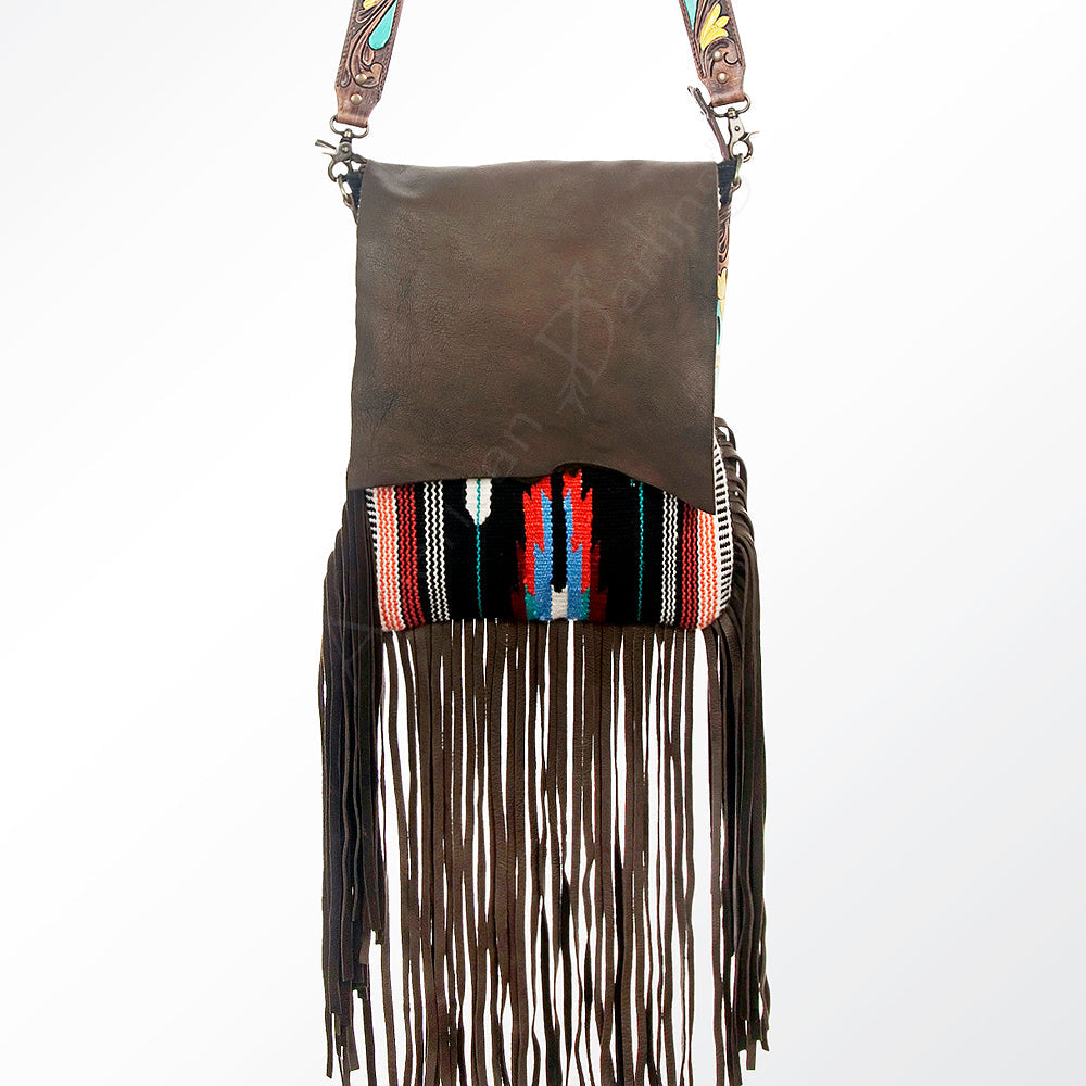 American Darling Messenger Saddle Blanket Fabric Genuine Leather Western Women Bag Handbag Purse | Cute