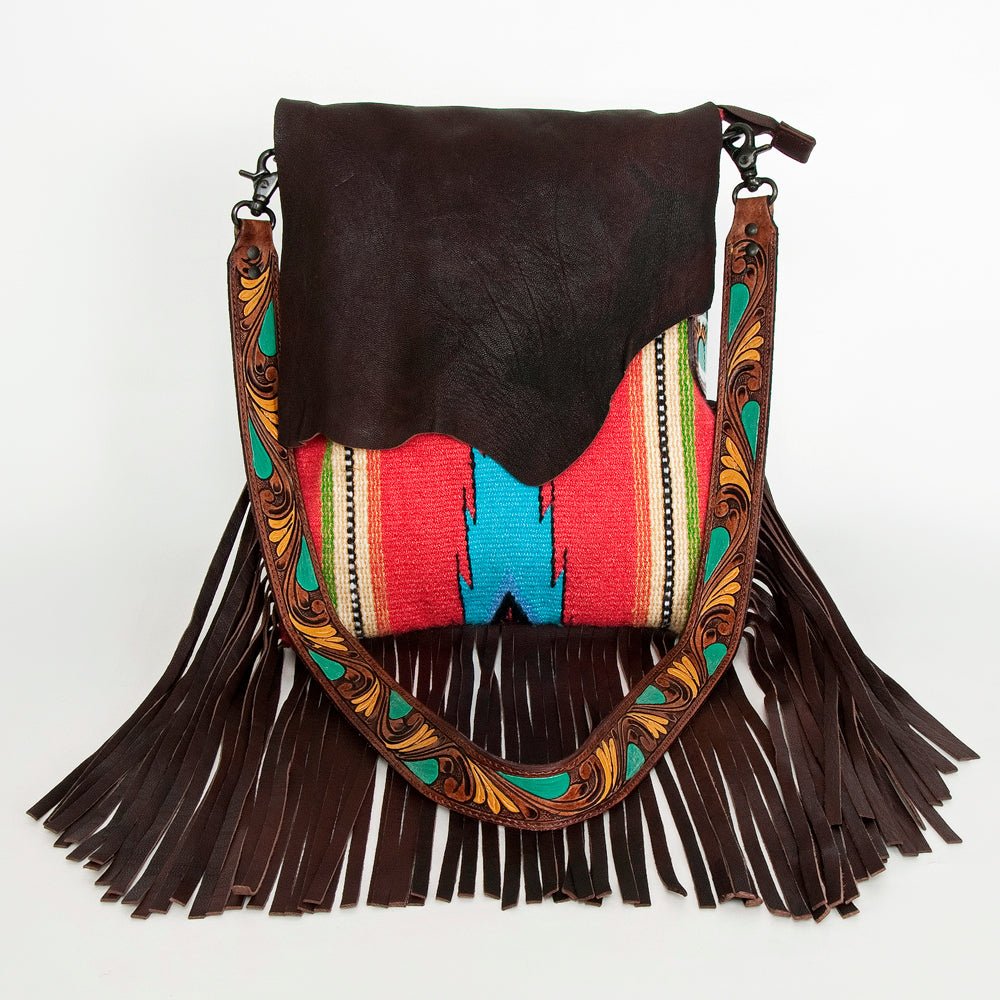 American Darling Tote Hand Tooled Hair-On Genuine Leather