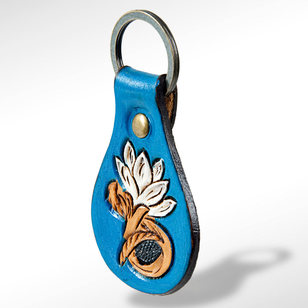 American Darling ADKR144 Hand Tooled Carved Genuine Leather Keyring