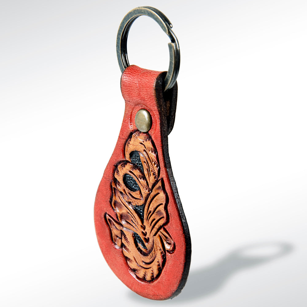American Darling ADKR151 Hand Tooled Carved Genuine Leather Keyring