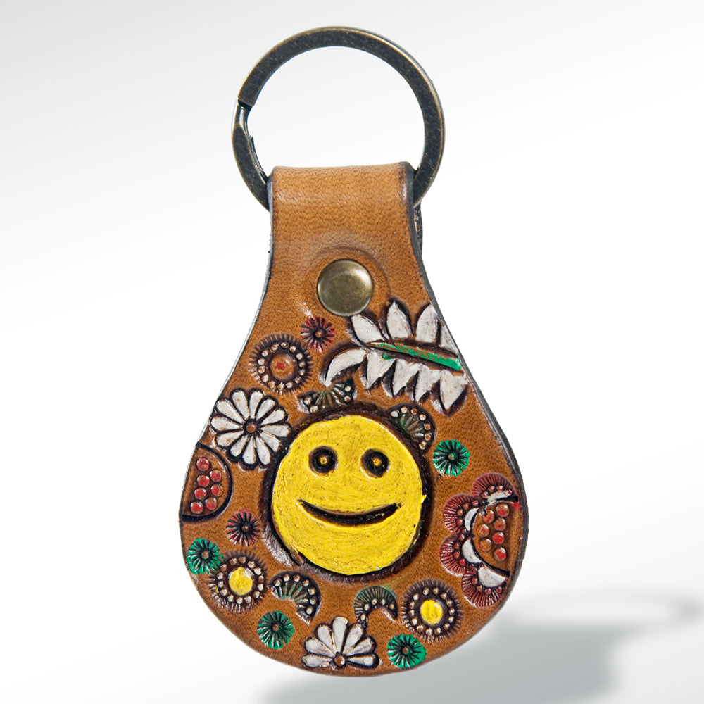 American Darling ADKR152 Hand Tooled Carved Genuine Leather Keyring