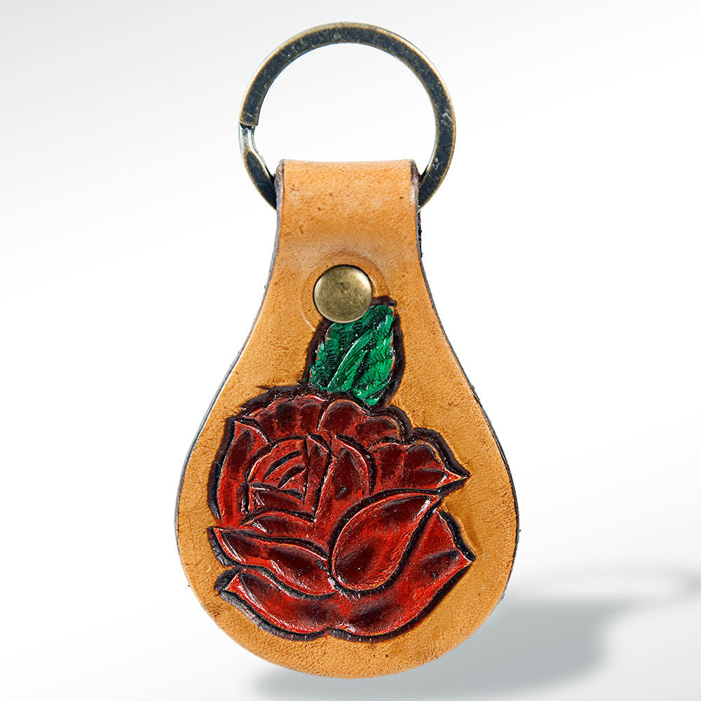 American Darling ADKR157 Hand Tooled Carved Genuine Leather Keyring