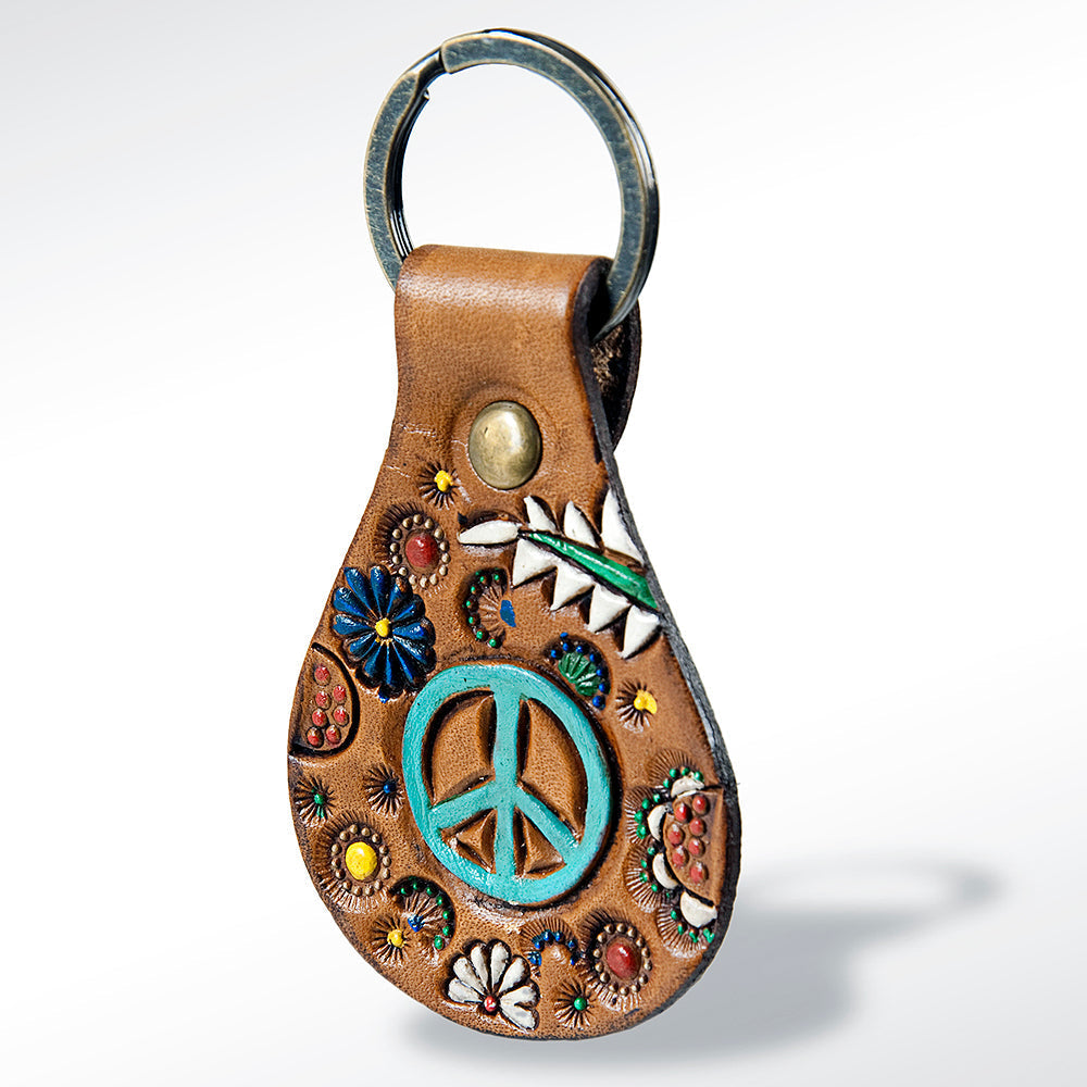 American Darling ADKR158 Hand Tooled Carved Genuine Leather Keyring
