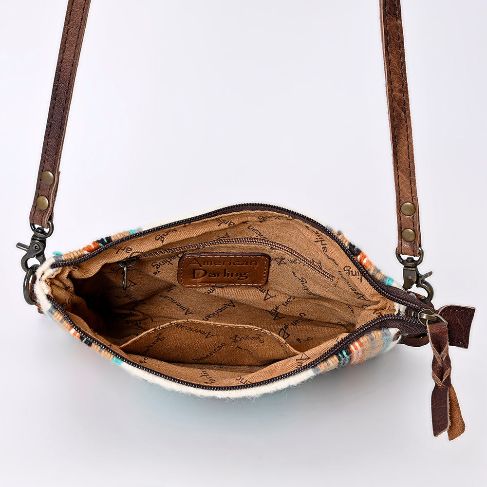 American Darling CrossBody Bag Saddle Blanket Fabric Genuine Leather Western Women Handbag Purse | for Cute Travel