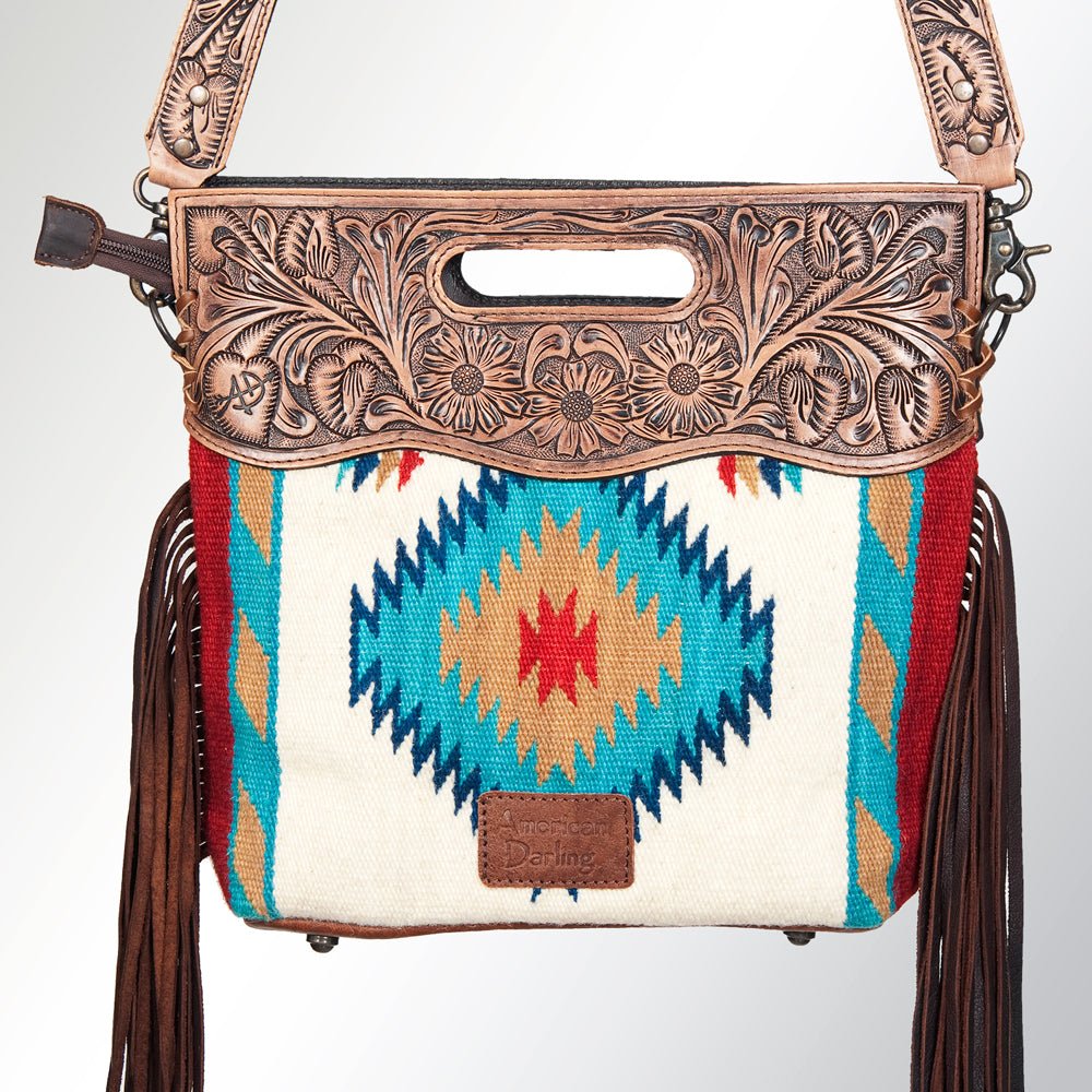 American Darling Hand-Tooled Saddle Blanket Genuine Leather Clutch