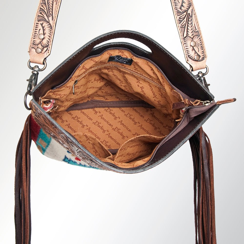 American Darling Hand-Tooled Saddle Blanket Genuine Leather Clutch