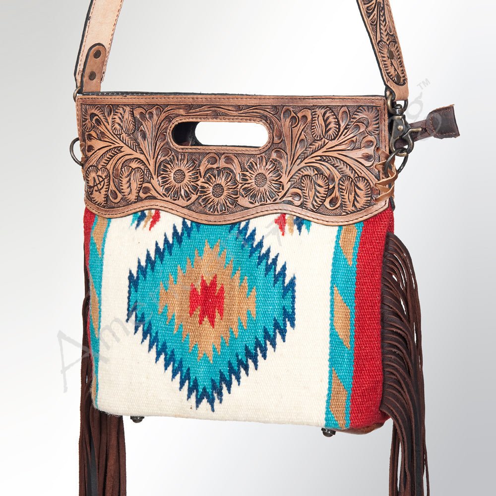 American Darling Hand-Tooled Saddle Blanket Genuine Leather Clutch