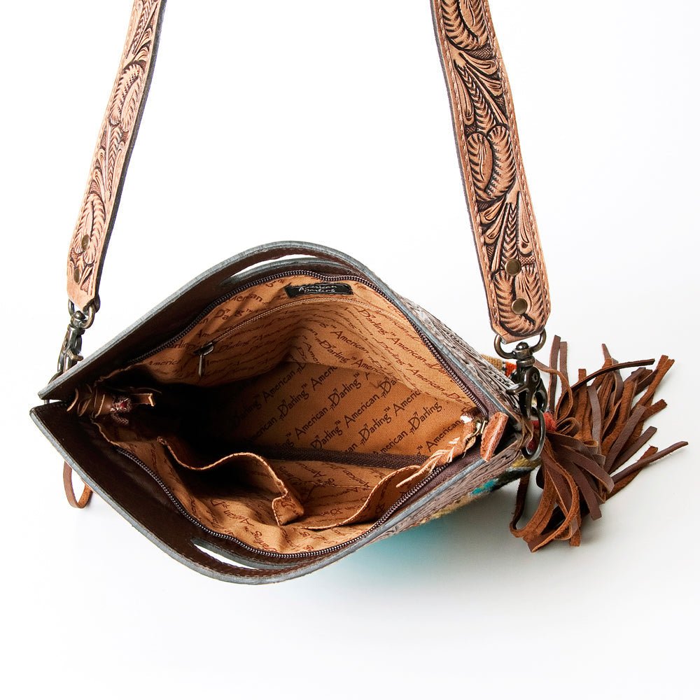 American Darling Hand-Tooled Saddle Blanket Genuine Leather Clutch