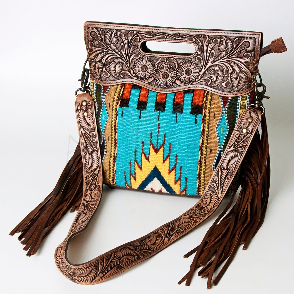 American Darling Hand-Tooled Saddle Blanket Genuine Leather Clutch