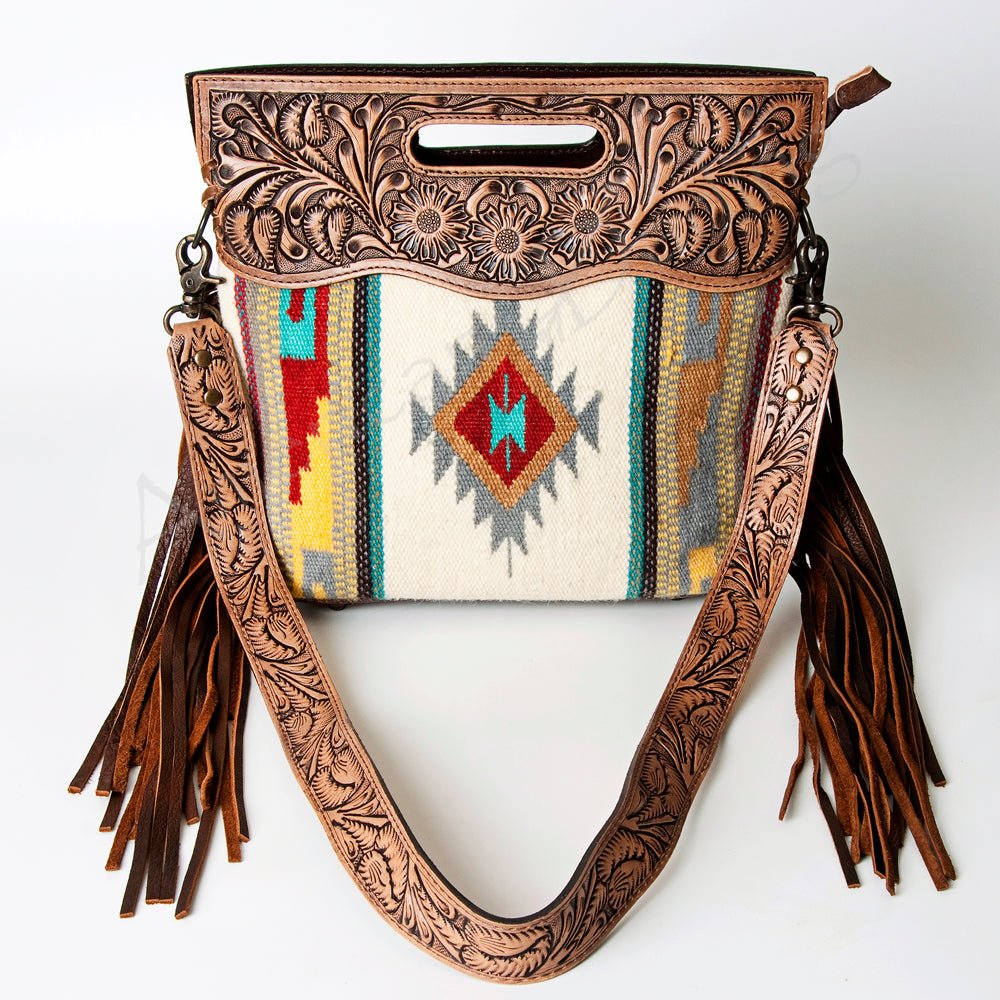 American Darling Hand-Tooled Saddle Blanket Genuine Leather Clutch
