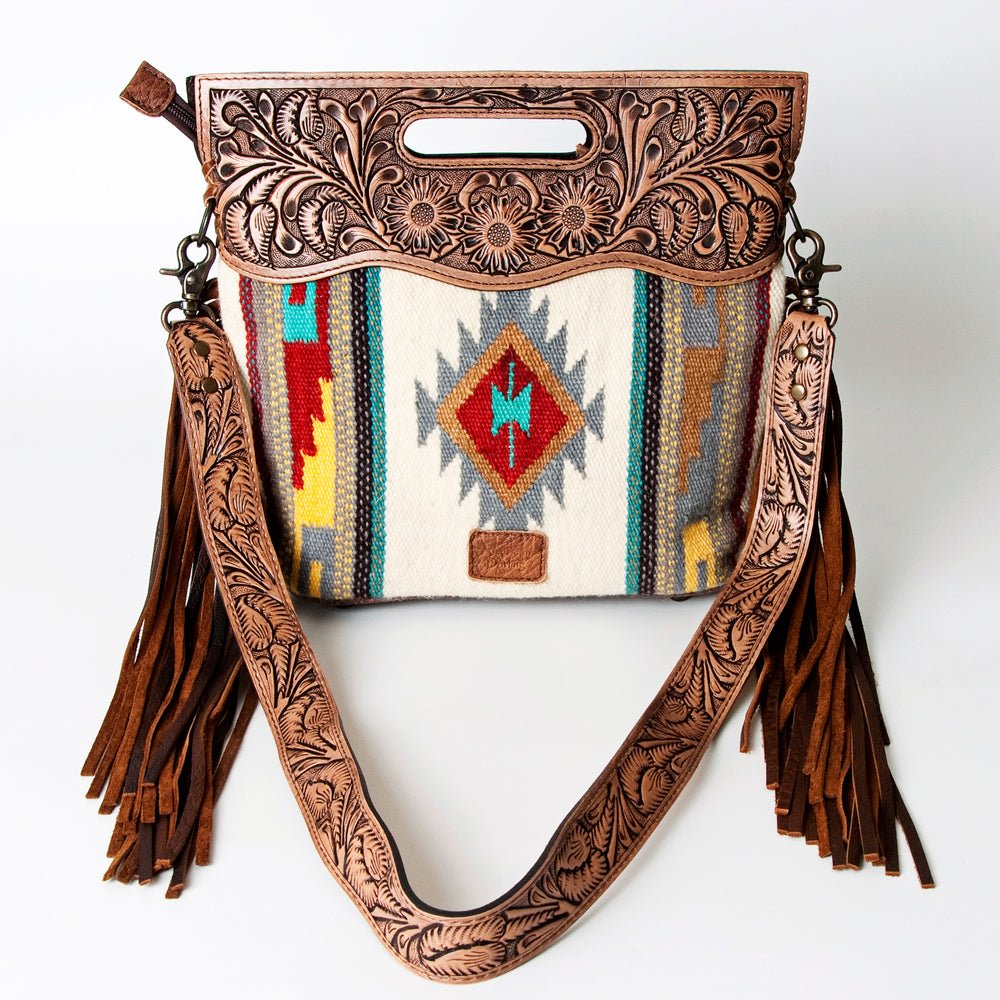 American Darling Hand-Tooled Saddle Blanket Genuine Leather Clutch