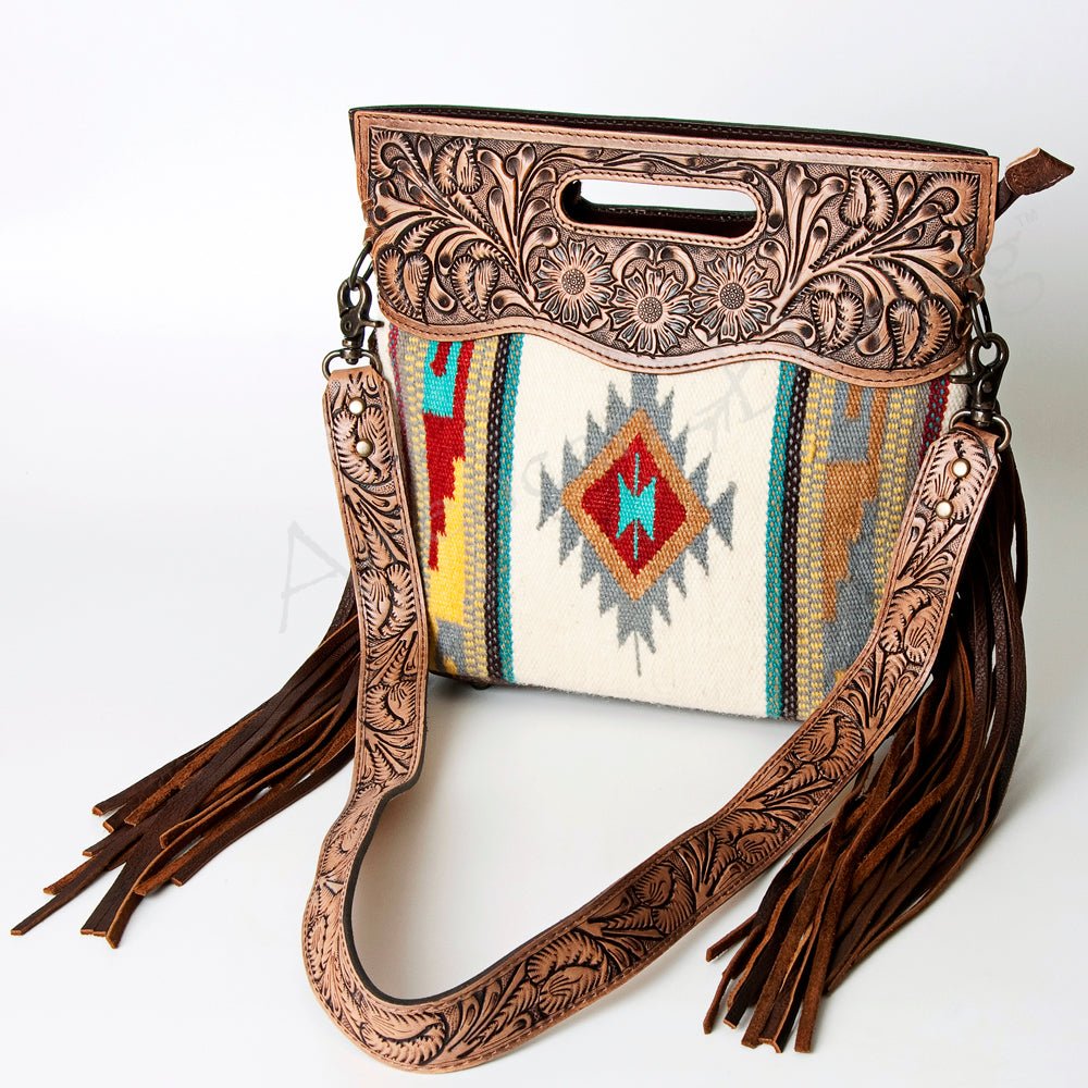 American Darling Hand-Tooled Saddle Blanket Genuine Leather Clutch