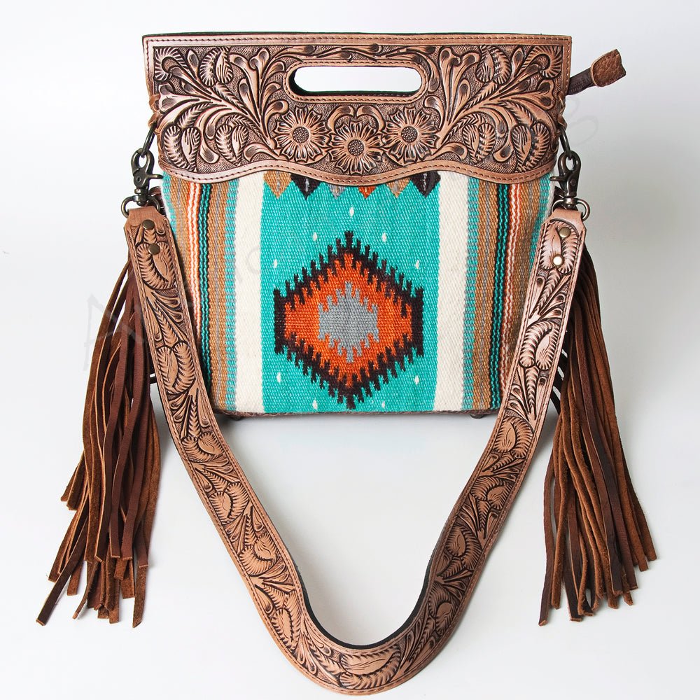 American Darling Hand-Tooled Saddle Blanket Genuine Leather Clutch