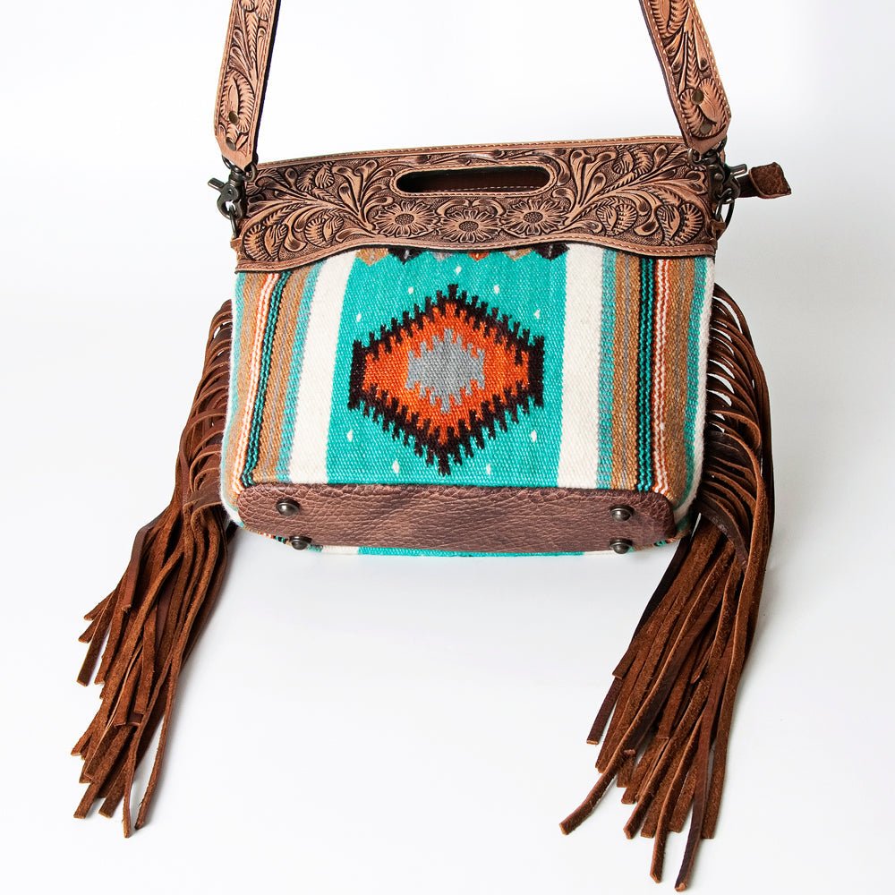 American Darling Hand-Tooled Saddle Blanket Genuine Leather Clutch