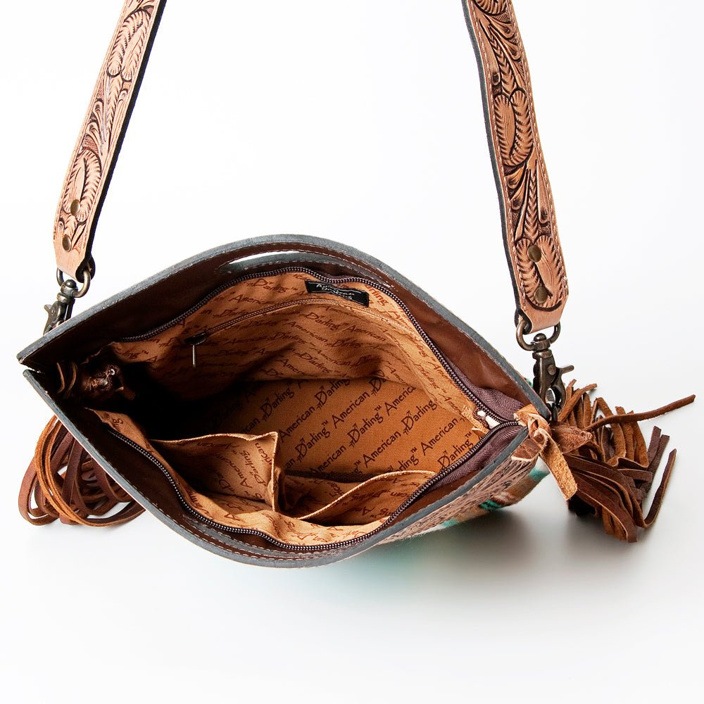 American Darling Hand-Tooled Saddle Blanket Genuine Leather Clutch