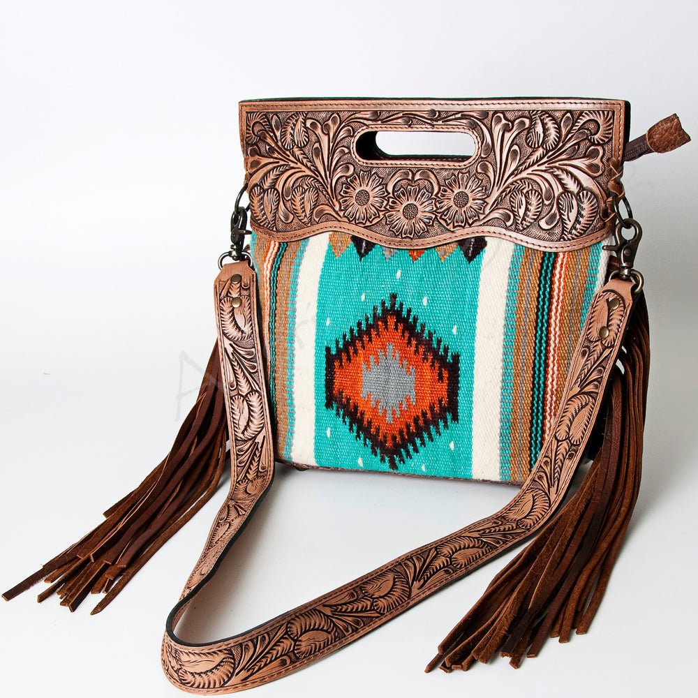 American Darling Hand-Tooled Saddle Blanket Genuine Leather Clutch