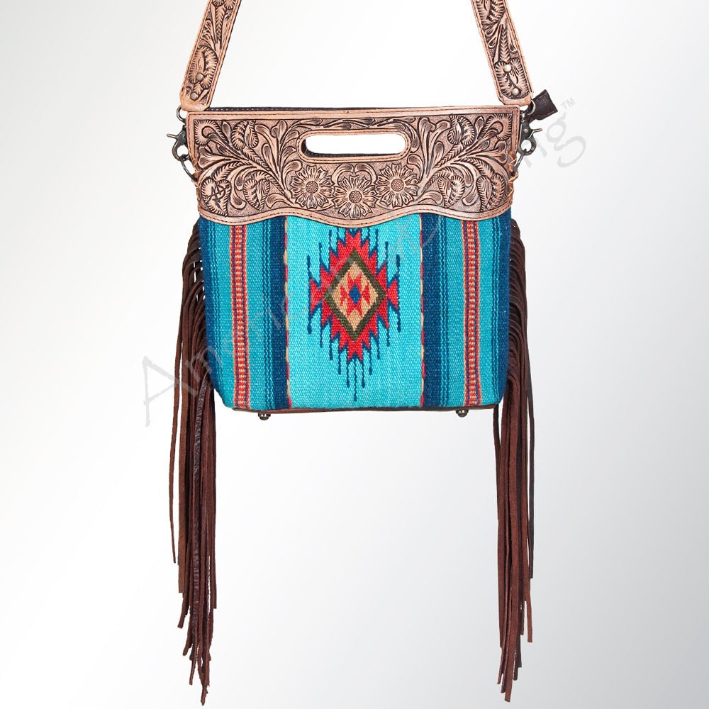 American Darling Hand-Tooled Saddle Blanket Genuine Leather Clutch
