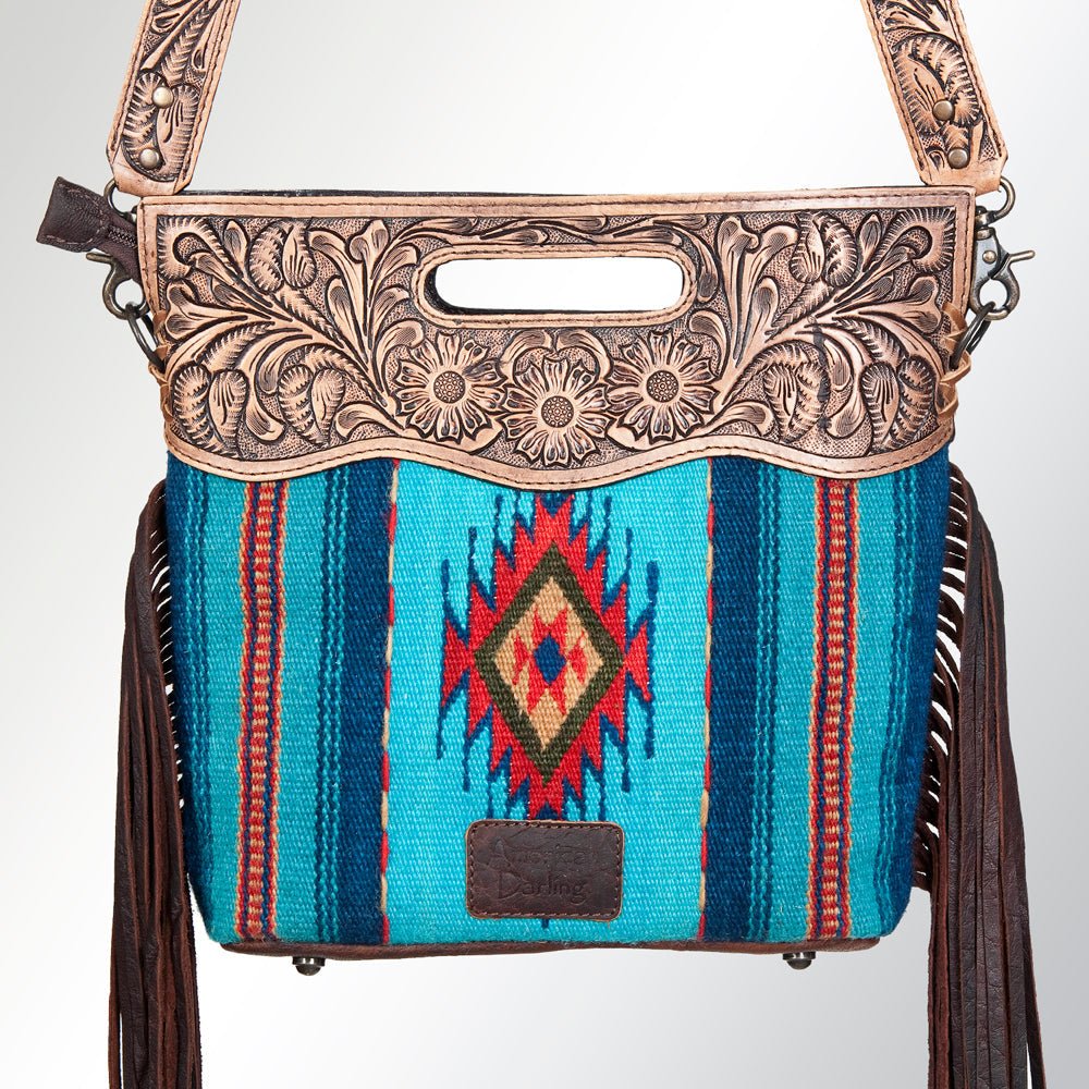 American Darling Hand-Tooled Saddle Blanket Genuine Leather Clutch