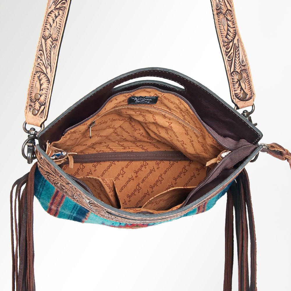 American Darling Hand-Tooled Saddle Blanket Genuine Leather Clutch